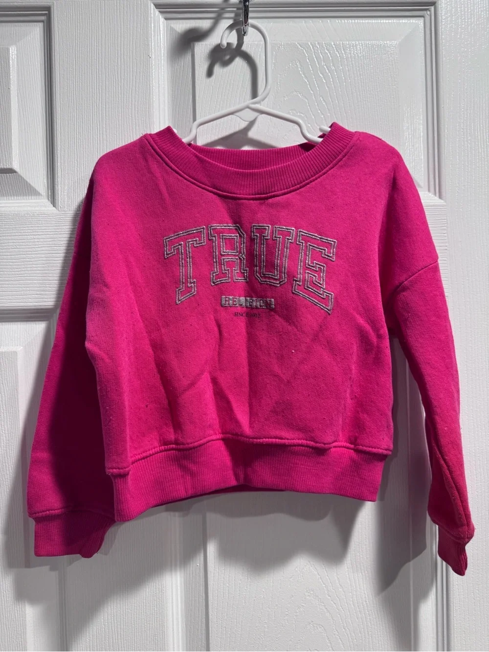 True Religion Kids Hot Pink 'TRUE' Logo Pullover Sweatshirt